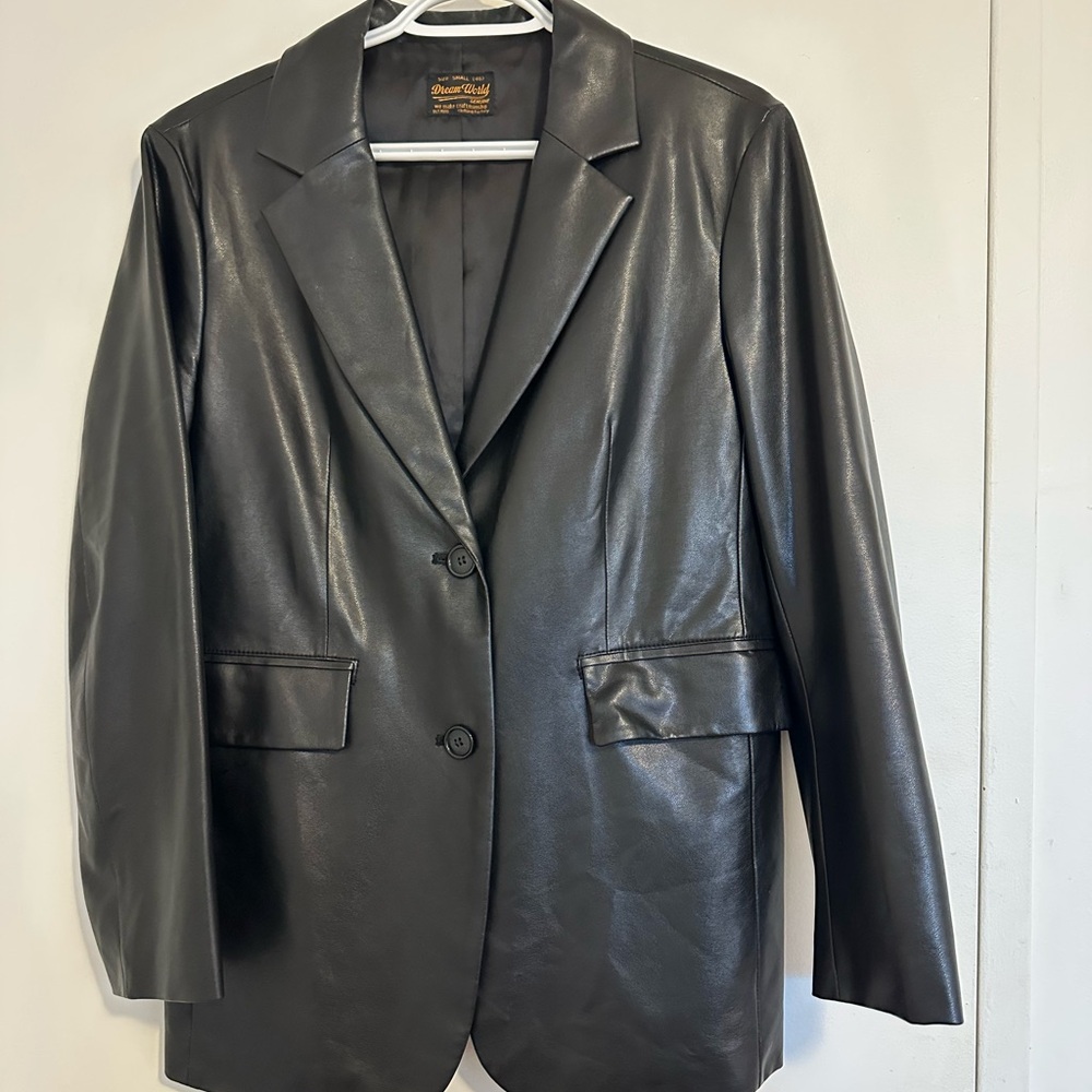 Black Faux Leather Blazer